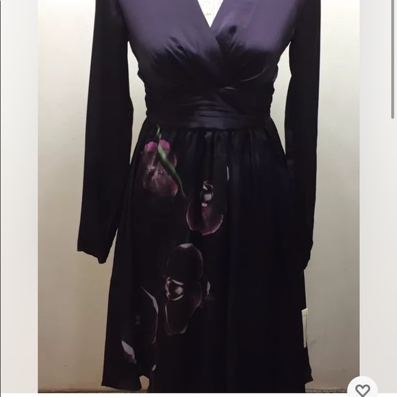 New Altuzzara For Target Women Dress Purple Floral Print LS Sexy Sz 2 V-Neck - Picture 12 of 12